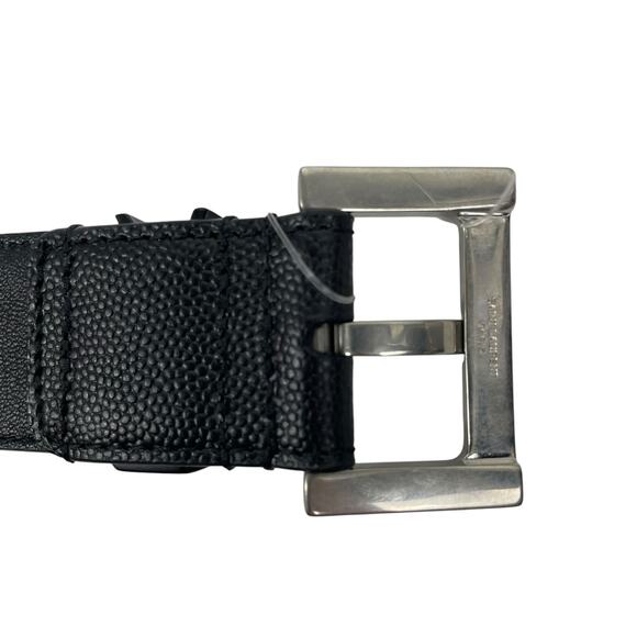 Saint Laurent Cassandre Grained Leathe Belt Square Buckle Black Size 105/42 - Picture 10 of 11